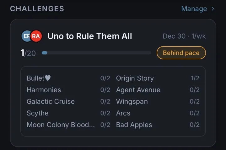 A challenge card with shared progress